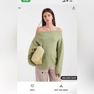 ASOS Light Green Off-Shoulder Sweater